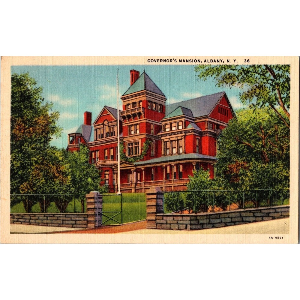 Vintage‎ Governor's Mansion Albany NY C.T. Art-Colortone Linen Postcard